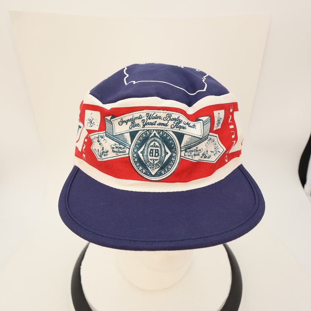 Vintage Bud Light Beer Wisconsin Painter Hat Blue Red White Adjustable Cotton